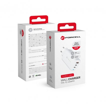 Cestovná rýchlo nabíjačka Forcell GaN 65W / 3A s PD a Quick Charge 4.0