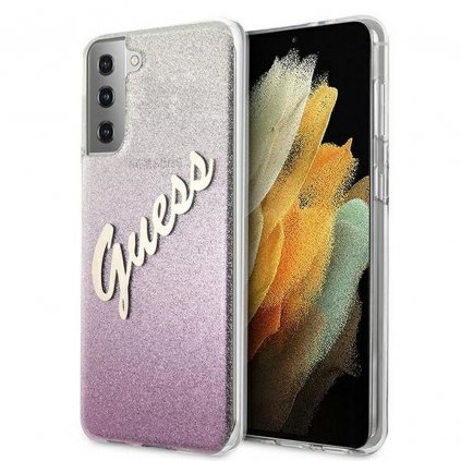 Originálne puzdro GUESS GUHCS21MPCUGLSPI pre Samsung S21 Plus (Glitter Gradient Script / ružové)