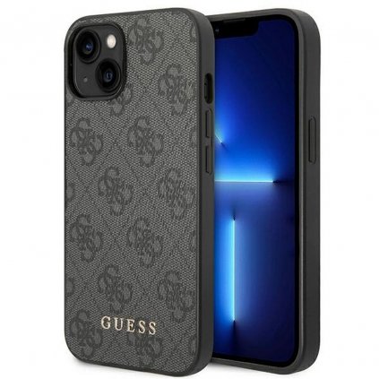 Originálne puzdro GUESS GUHCP14SG4GFGR pre iPhone 14 (4G zlaté Logo / sivé)