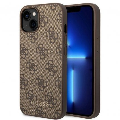 Originálne puzdro GUESS GUHCP14SG4GFBR pre iPhone 14 (4G zlaté Logo / hnedé)