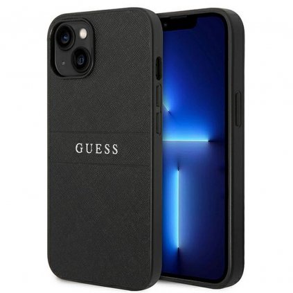 Originálne puzdro GUESS GUHCP14MPSASBBK pre iPhone 14 PLUS (Saffiano With Metal Logo / čierne)