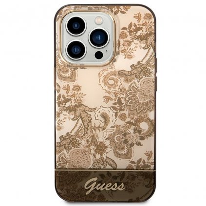 Originálne puzdro GUESS GUHCP14XHGPLHC pre iPhone 14 PRO MAX (IML Electro Cam TDJ / okrové)