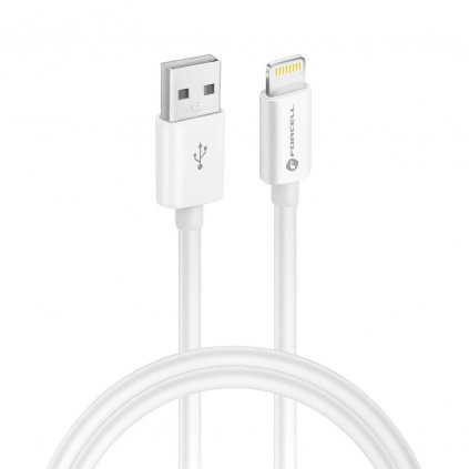 Nabíjací kábel FORCELL USB > Lightning, MFI 2,4A/5V 12W, 1m, biely, C703
