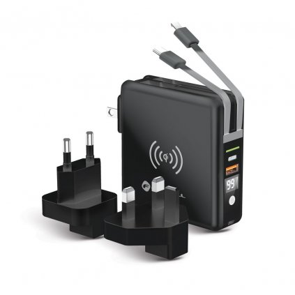 Multifunkčná cestovná nabíjačka Forcell 20W 5v1 USB-C/ Lightning / power banka / bezdrôtové nabíjanie