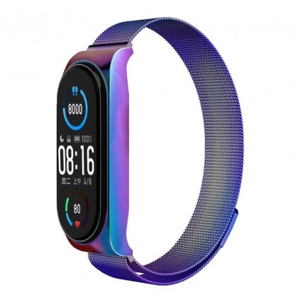 Remienok METAL pre hodiny Xiaomi Mi Band 5 / 6 (dúhový)