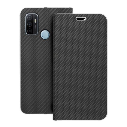 Puzdro LUNA Book Carbon pre OPPO A53 2020 / A53s čierne