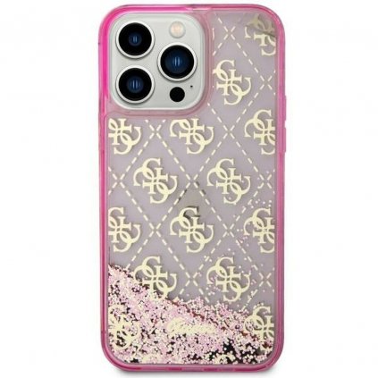 Originálne puzdro GUESS GUHCP14SLC4PSGP pre iPhone 14 (Liquid Glitter 4G Translucent / ružové)