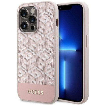 Originálne puzdro GUESS GUHMP14XHGCFSEP pre iPhone 14 PRO MAX (Compatible with Magsafe GCUBE Stripes / ružové)