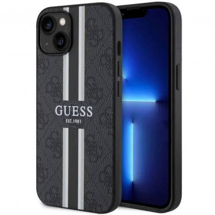 Originálne puzdro GUESS GUHMP14SP4RPSK pre iPhone 14 (Compatible with Magsafe 4G Printed Stripes / čierne)