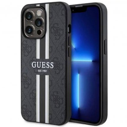 Originálne puzdro GUESS GUHMP13XP4RPSK pre iPhone 13 PRO MAX (Compatible with Magsafe 4G Printed Stripes / čierne)