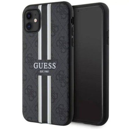 Originálne puzdro GUESS GUHMN61P4RPSK pre iPhone 11 (Compatible with Magsafe 4G Printed Stripes / čierne)