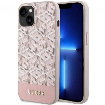 Originálne puzdro GUESS GUHMP14SHGCFSEP pre iPhone 14 (Compatible with Magsafe GCUBE Stripes / ružové)