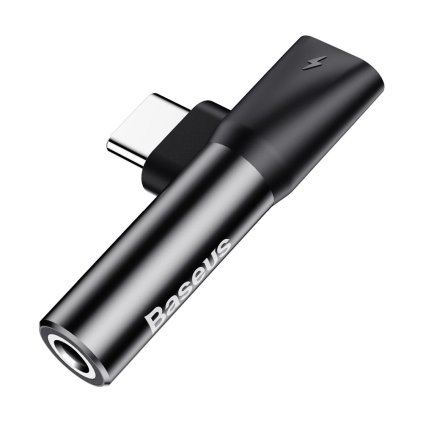 BASEUS audio adaptér USB-C na jack 3,5 mm + USB-C čierny CATL41-01