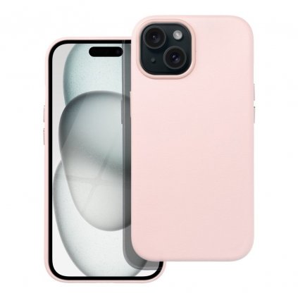 Kožený obal Mag Cover pre IPHONE 15 pieskovo ružový