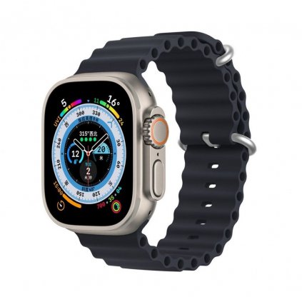 DUX DUCIS Ocean Wave - športový silikónový remienok pre Apple Watch 42/44/45 mm grafitový