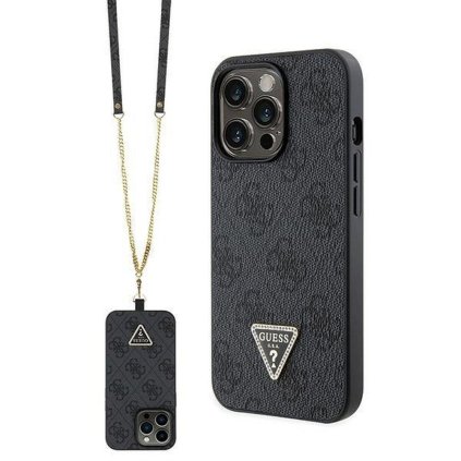 Originálne puzdro GUESS GUHCP13LP4TDSCPK pre iPhone 13 PRO (Metal Logo Starss Crossbody / čierne)