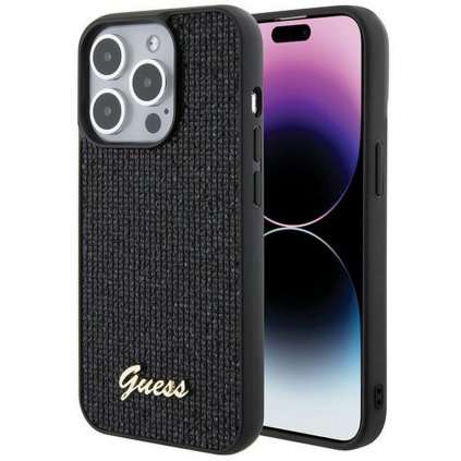 Originálne puzdro GUESS GUHCP15LPMSDGSK pre iPhone 15 PLUS (Disco Script Metal / čierne)