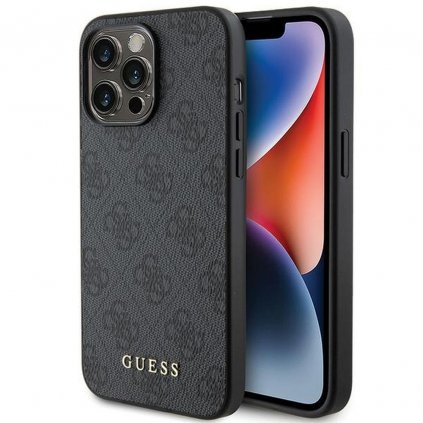 Originálne puzdro GUESS GUHCP15LG4GFGR pre iPhone 15 PRO (4G Metal Logo / sivé)