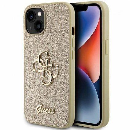 Originálne puzdro GUESS GUHCP15SHG4SGD pre iPhone 15 (Fixed Glitter Big 4G / zlaté)