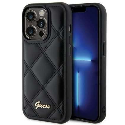 Originálne puzdro GUESS GUHCP15XPSQSQSK pre iPhone 15 Pro Max (Quilted Metal Logo / čierne)