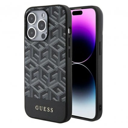 Originálne puzdro GUESS GUHMP15LHGCFSEK pre iPhone 15 PRO (Compatible with Magsafe GCUBE Stripes / čierne)