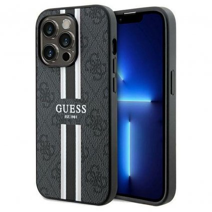 Originálne puzdro GUESS GUHMP15LP4RPSK pre iPhone 15 Pro (Compatible with Magsafe 4G Printed Stripes / čierne)