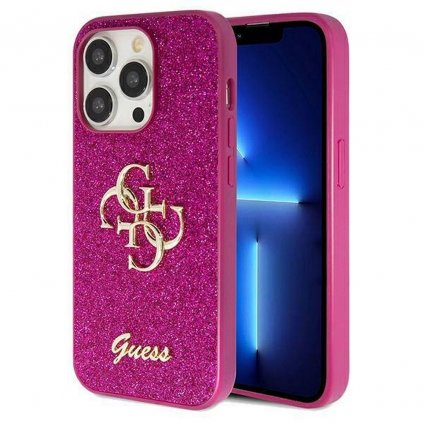 Originálne puzdro GUESS GUHCP15LHG4SGU pre iPhone 15 Pro (Fixed Glitter Big 4G / fialové)