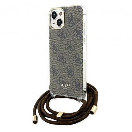 Originálne puzdro GUESS GUHCP15SHC4SEW pre iPhone 15 (Crossbody 4G Print / hnedé)