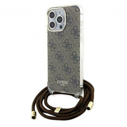 Originálne puzdro GUESS GUHCP15LHC4SEW pre iPhone 15 Pro (Crossbody 4G Print / hnedé)