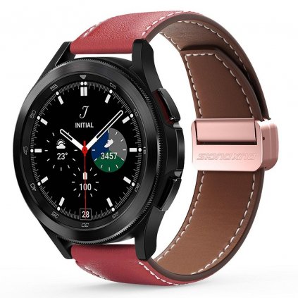 DUX DUCIS YA - remienok z pravej kože pre Samsung Galaxy Watch / Huawei Watch / Honor Watch (20 mm remienok) červený