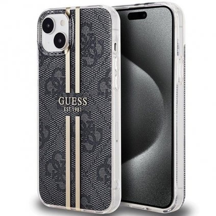 Originálne puzdro GUESS GUHCP15SH4PSEGK pre iPhone 15 (4G zlaté Stripe / čierne)