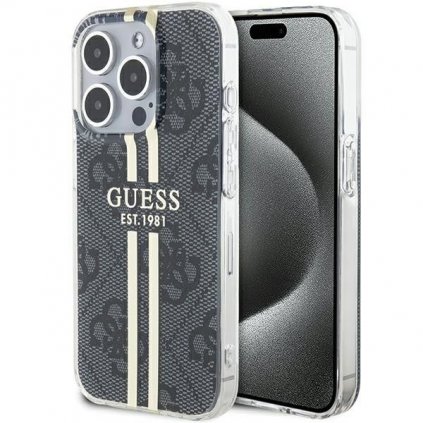 Originálne puzdro GUESS GUHCP15LH4PSEGK pre iPhone 15 Pro (4G zlaté Stripe / čierne)