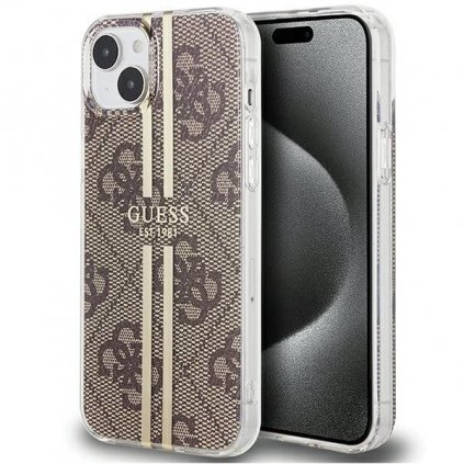 Originálne puzdro GUESS GUHCP15MH4PSEGW pre iPhone 15 Plus (4G zlaté Stripe / hnedé)