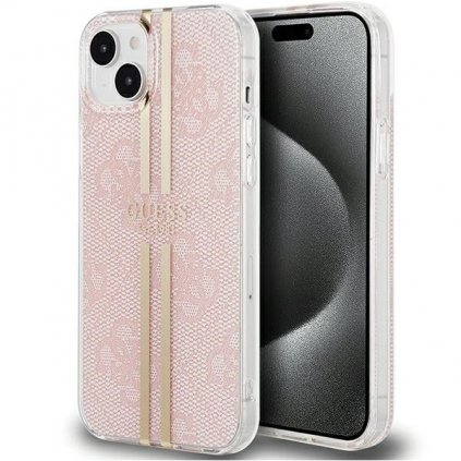 Originálne puzdro GUESS GUHCP15SH4PSEGP pre iPhone 15 (4G zlaté Stripe / ružové)