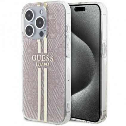 Originálne puzdro GUESS GUHCP15LH4PSEGP pre iPhone 15 Pro (4G zlaté Stripe / ružové)