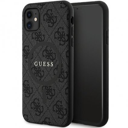 Originálne puzdro GUESS GUHMN61G4GFRK pre iPhone 11 (Compatible with Magsafe / 4G Ring classic logo / čierne)