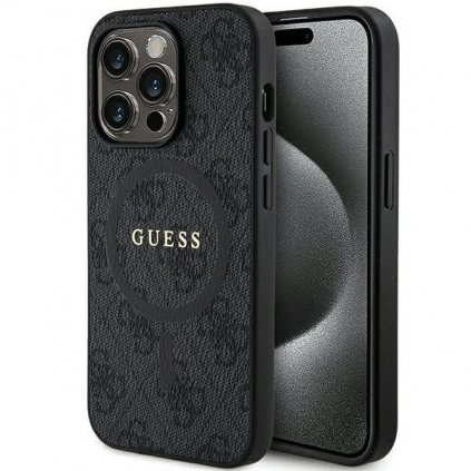 Originálne puzdro GUESS GUHMP13LG4GFRK pre iPhone 13 Pro (Compatible with Magsafe / 4G Ring classic logo / čierne)