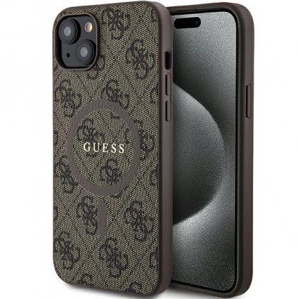 Originálne puzdro GUESS GUHMP14SG4GFRW pre iPhone 14 (Compatible with Magsafe / 4G Ring classic logo / hnedé)