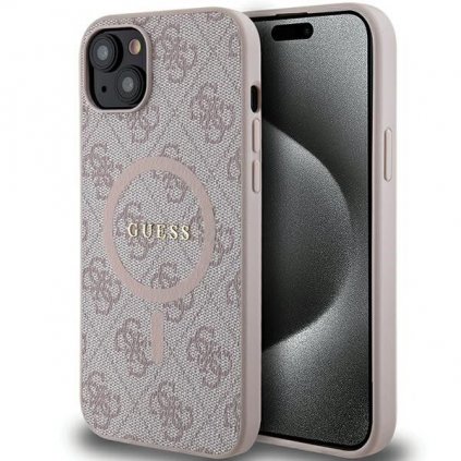 Originálne puzdro GUESS GUHMP15MG4GFRP pre iPhone 15 Plus (Compatible with Magsafe / 4G Ring classic logo / ružové)