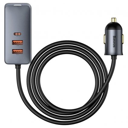 Viacportová nabíjačka do auta BASEUS Fast Charge 120W 2x USB 2x USB--C šedá CCBT-A0G