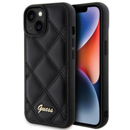 Originálne puzdro GUESS pre IPHONE 13 / 14 / 15 GUHCP15SPSQSQSK (Quilted Metal Logo) čierne