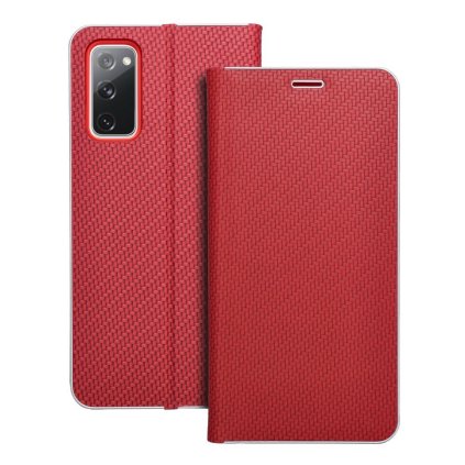 Puzdro LUNA Book Carbon pre SAMSUNG S20 FE / S20 FE 5G červené