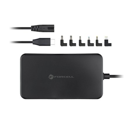 Univerzálna nabíjačka na notebook FORCELL F-ENERGY E856 65W (6 adaptérov) - čierna