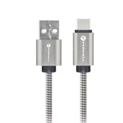 FORCELL F-ENERGY Kovový kábel C234 USB-A na USB-C QC4.0A 3A 66W 2 m strieborný