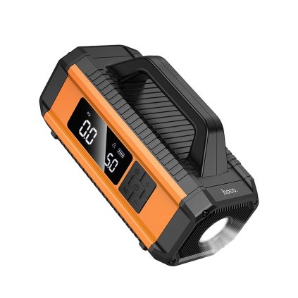 HOCO powerbanka 10000 mAh s núdzovým štartovaním do auta s kompresorom a LED svetlom 18W QS4 oranžovo-čierna