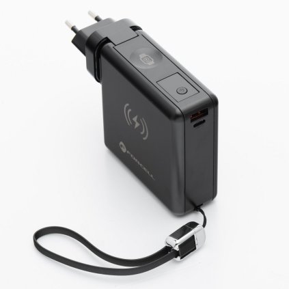 Multifunkčná nabíjačka FORCELL F-ENERGY 45W 6v1 s USB A a USB C zásuvkami, powerbankou 15000mAh a bezdrôtovým nabíjaním 15W