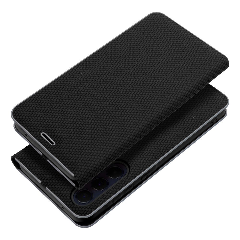 Puzdro LUNA Book Carbon pre SAMSUNG S22 Ultra čierne