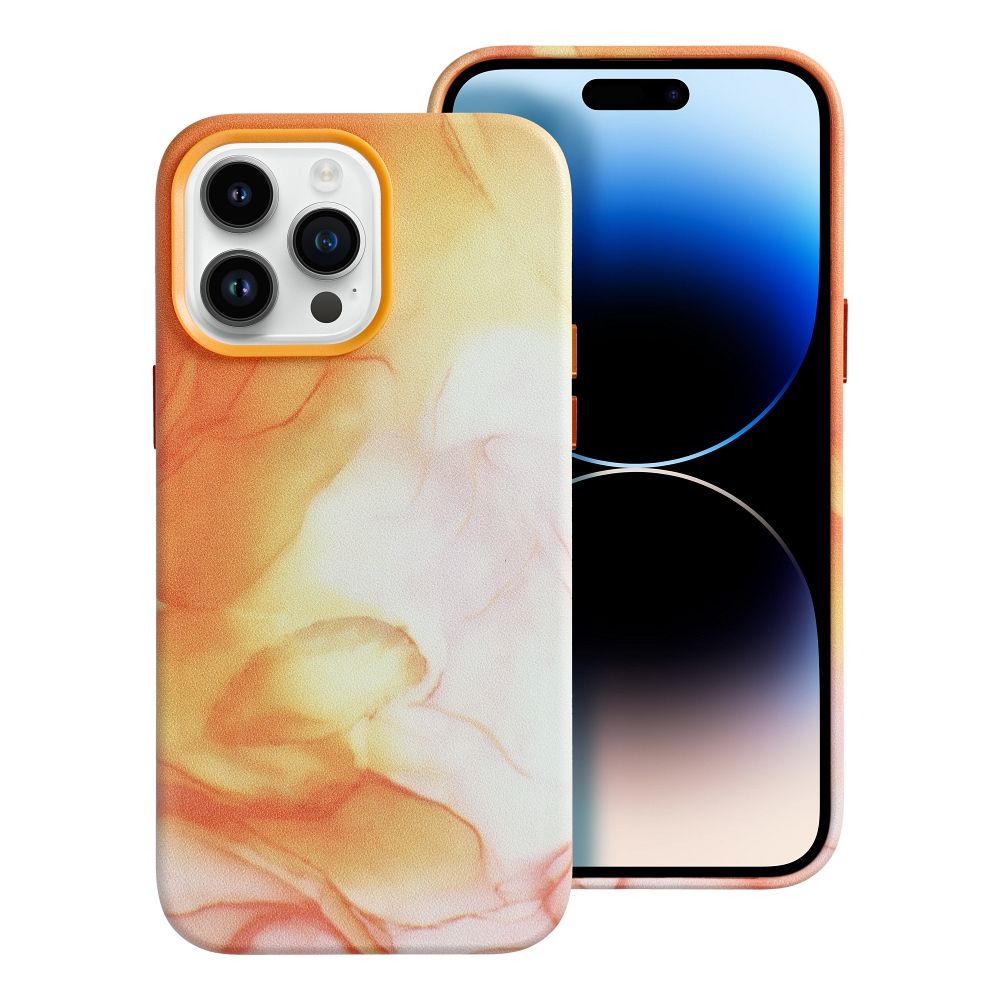 Kožený obal MAG COVER case pre IPHONE 14 Pro Max oranžový