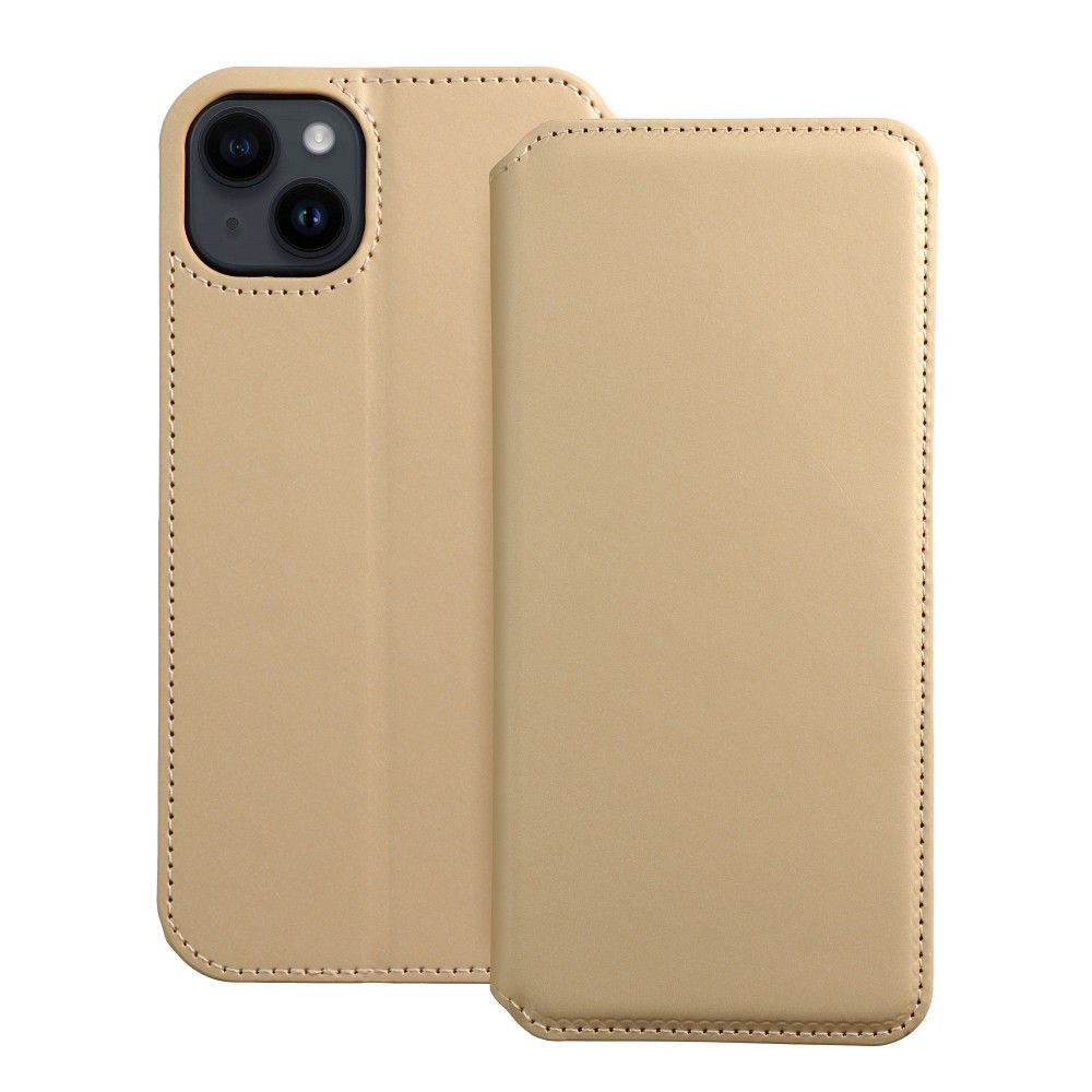 Obal DUAL POCKET Book case pre IPHONE 14 Plus zlatý