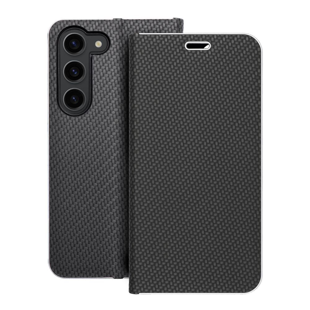 Puzdro LUNA Book Carbon pre SAMSUNG S23 čierne